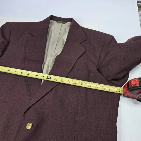 VINTAGE ADAMS ROW Mens 44L Red Gold Button Blazer Sport Coat Suit Jacket